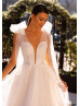 Beaded Ivory Lace Tulle Corset Back Chic Wedding Dress